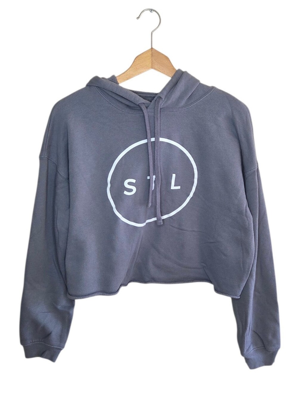 ARCH Apparel Gray Cropped STL Long Sleeve Hoodie Sweatshirt Size Large Sporty